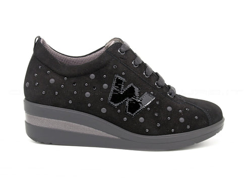 Melluso walk stringate con zeppa donna nero